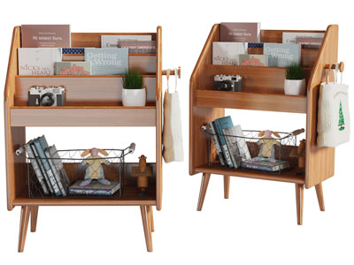 北欧实木边柜 书柜