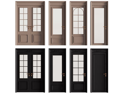 现代双扇大门 单扇平开门 木门