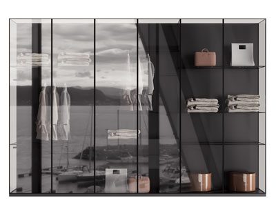 现代玻璃柜门衣柜3d模型 现代玻璃柜门衣柜