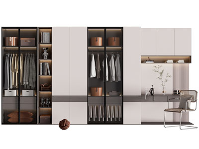 现代组合梳妆台的衣柜3d模型 现代组合梳妆台的衣柜