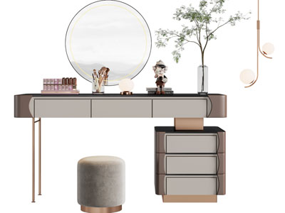 现代轻奢化妆 梳妆台3d模型 现代轻奢化妆 梳妆台