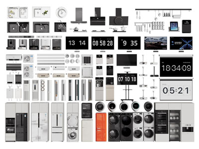 现代洗菜盆 冰箱 洗衣机 抽油烟机 电视家用电器3d模型 现代洗菜盆 冰箱 洗衣机 抽油烟机 电视家用电器