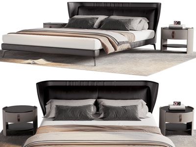 现代双人床 床头柜