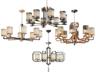 新中式柱形灯罩吊灯