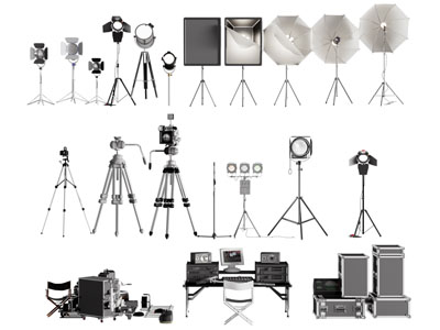 现代补光灯 摄影照相器材 收纳箱3d模型 现代补光灯 摄影照相器材 收纳箱