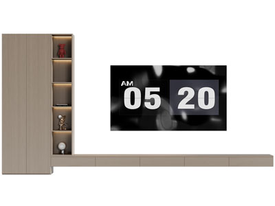 现代带装饰柜的电视背景墙3d模型 现代带装饰柜的电视背景墙