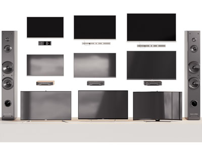 现代液晶电视机 立式音响3d模型 现代液晶电视机 立式音响