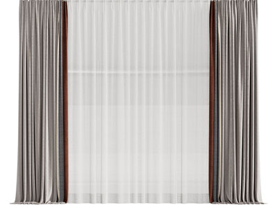 现代布艺窗帘窗纱3d模型 现代布艺窗帘窗纱