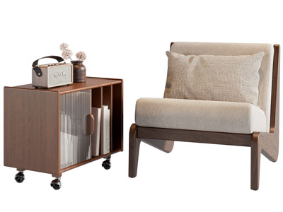 侘寂风休闲椅子 边几书柜