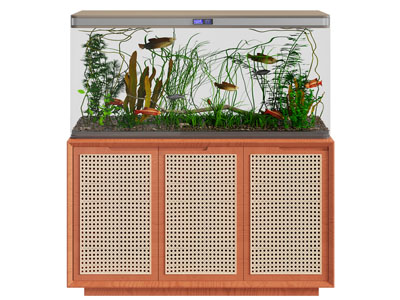 侘寂风带收纳柜的鱼缸水族