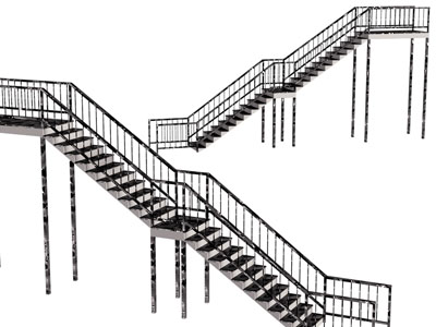 现代铁艺扶手楼梯3d模型 现代铁艺扶手楼梯