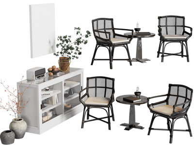 侘寂风休闲椅子 边几 边柜