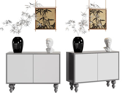 新中式玄关柜 边柜 挂画