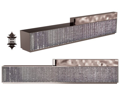 新中式前台接待台3d模型 新中式前台接待台