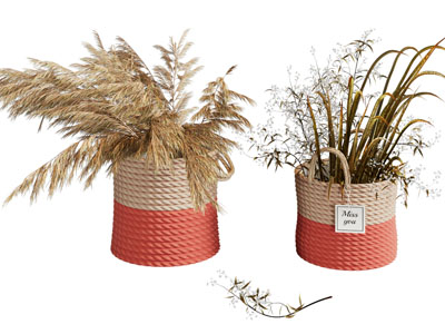 现代藤编花瓶花卉