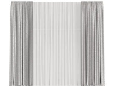 现代布艺窗帘窗纱3d模型 现代布艺窗帘窗纱