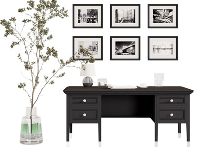 法式实木书桌3d模型 法式实木书桌