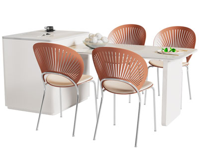 现代吧台餐桌椅组合3d模型 现代吧台餐桌椅组合