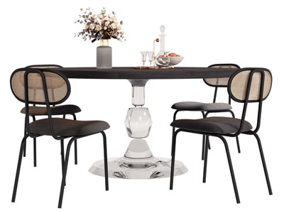 现代圆形餐桌椅组合3d模型 现代圆形餐桌椅组合