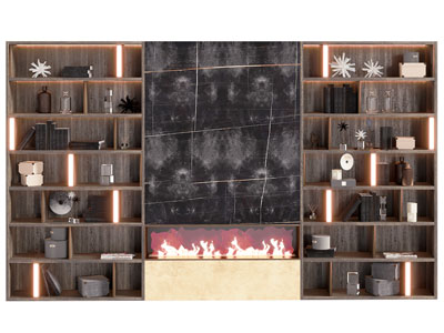 现代装饰壁炉的装饰柜