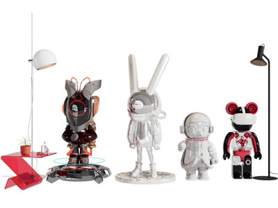 现代卡通雕塑雕刻摆件组合