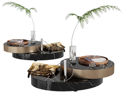 现代拼接圆形茶几3d模型 现代拼接圆形茶几