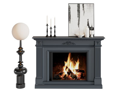 法式复古壁炉火炉 落地灯