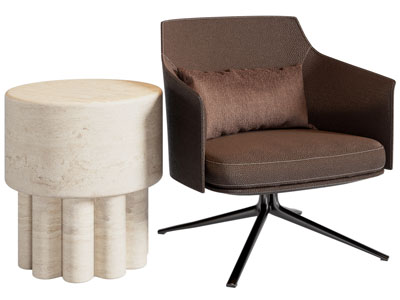 现代休闲椅子 边几