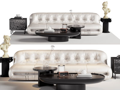 法式多人沙发 边几 茶几组合