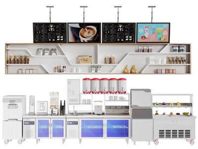 现代咖啡馆吧台 奶茶料理台 商业设备3d模型 现代咖啡馆吧台 奶茶料理台 商业设备