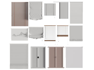 新中式卷帘 拉帘 布帘 百叶窗帘3d模型 新中式卷帘 拉帘 布帘 百叶窗帘