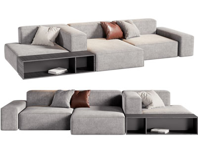 现代布艺多人沙发