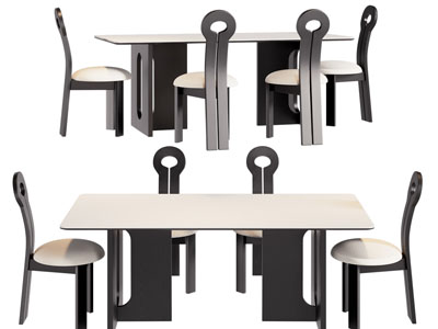 现代餐桌椅组合3d模型 现代餐桌椅组合