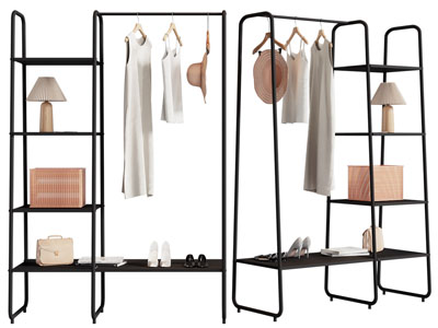 现代铁艺衣架 鞋架3d模型 现代铁艺衣架 鞋架