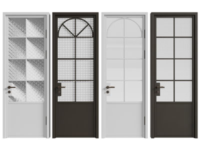 法式花纹玻璃平开门