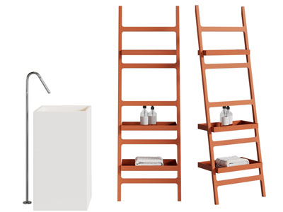 现代梯子收纳架 立式洗手台