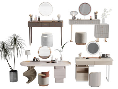 现代轻奢化妆 梳妆台3d模型 现代轻奢化妆 梳妆台