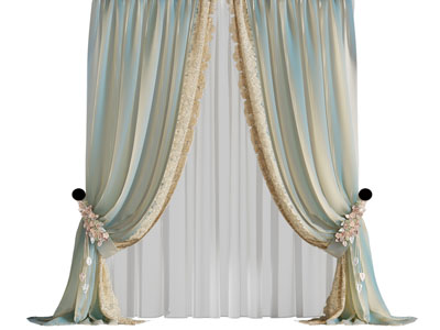 欧式蕾丝花边窗帘窗纱3d模型 欧式蕾丝花边窗帘窗纱