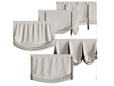 现代布艺卷帘 罗马窗帘3d模型 现代布艺卷帘 罗马窗帘