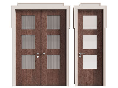 新中式双开门 平开门 木质玻璃门