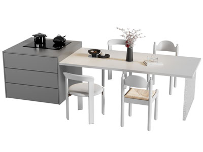 现代吧台餐桌椅组合3d模型 现代吧台餐桌椅组合