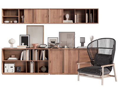 现代实木矮柜 书柜 休闲椅子