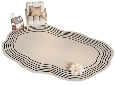 侘寂风不规则地毯 休闲椅子和边几3d模型 侘寂风不规则地毯 休闲椅子和边几