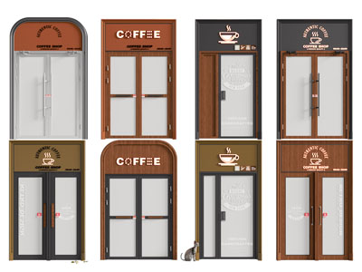 现代咖啡厅大门 双开门