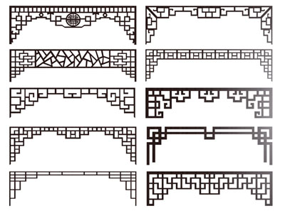 新中式挂落 角花 雕花 门楣 花格