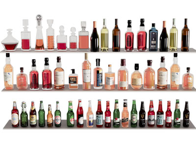 现代香槟 啤酒 洋酒 酒瓶酒杯3d模型 现代香槟 啤酒 洋酒 酒瓶酒杯