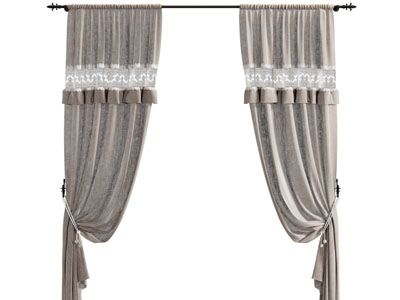 欧式窗帘杆 布艺拼接蕾丝荷叶边窗帘3d模型 欧式窗帘杆 布艺拼接蕾丝荷叶边窗帘