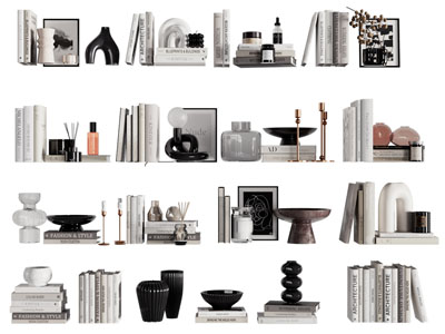 现代书籍 陶艺器皿摆件组合