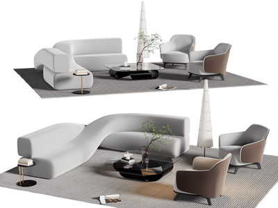 现代造转角多人沙发 休闲椅子和茶几组合