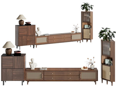 侘寂风实木电视柜 玄关柜 边柜 角柜